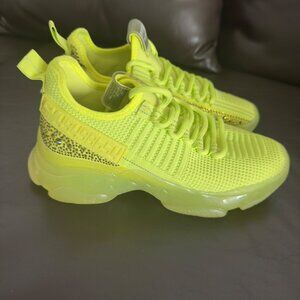 Steve Madden SM NY90 Neon green Chunky Sneakers With Rhinestone Detail sz 7.5